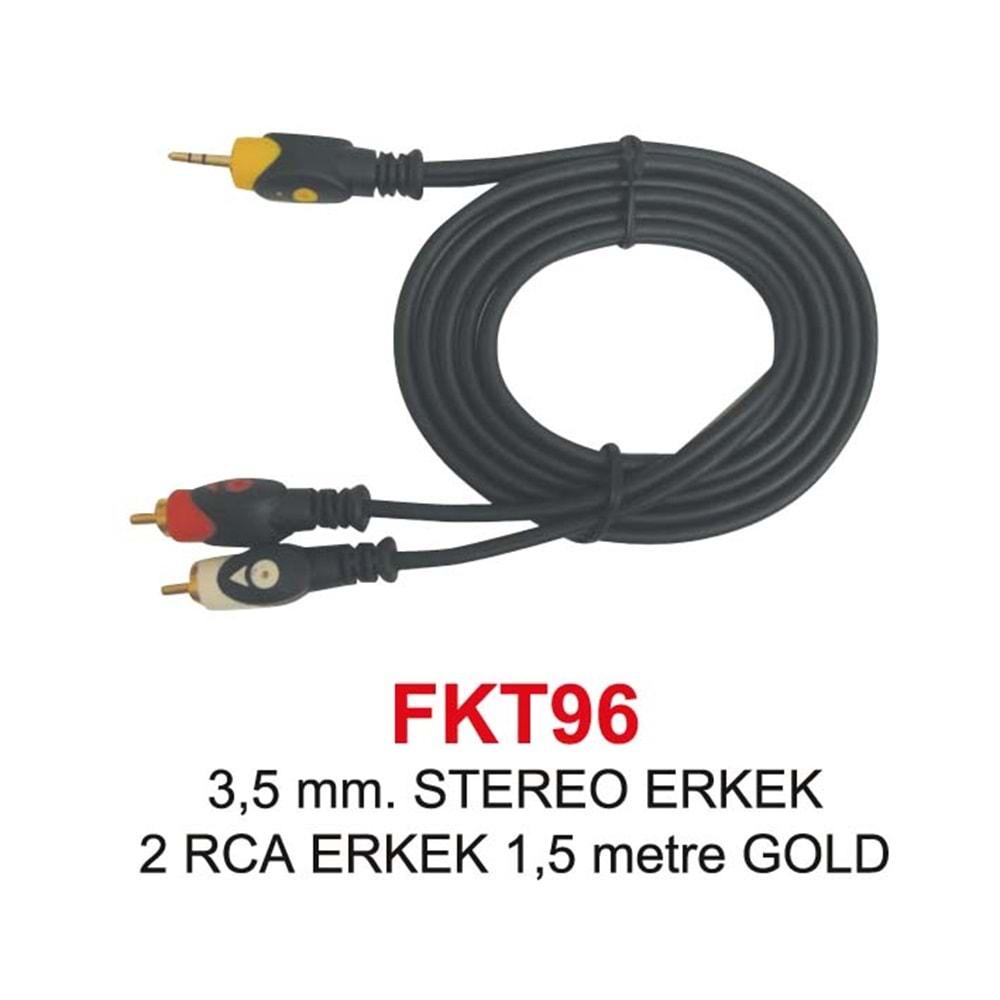 Swat FKT96 2 Rca 3.5mm 1.5 Metre Gold Stereo Tos Kablo