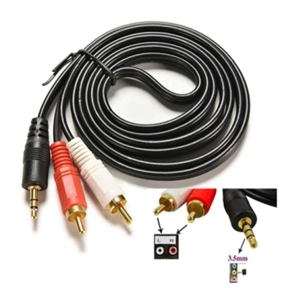 Forline FLT0963 2Rca 3.5mm Stereo Gold Ses Kablosu 3 Metre