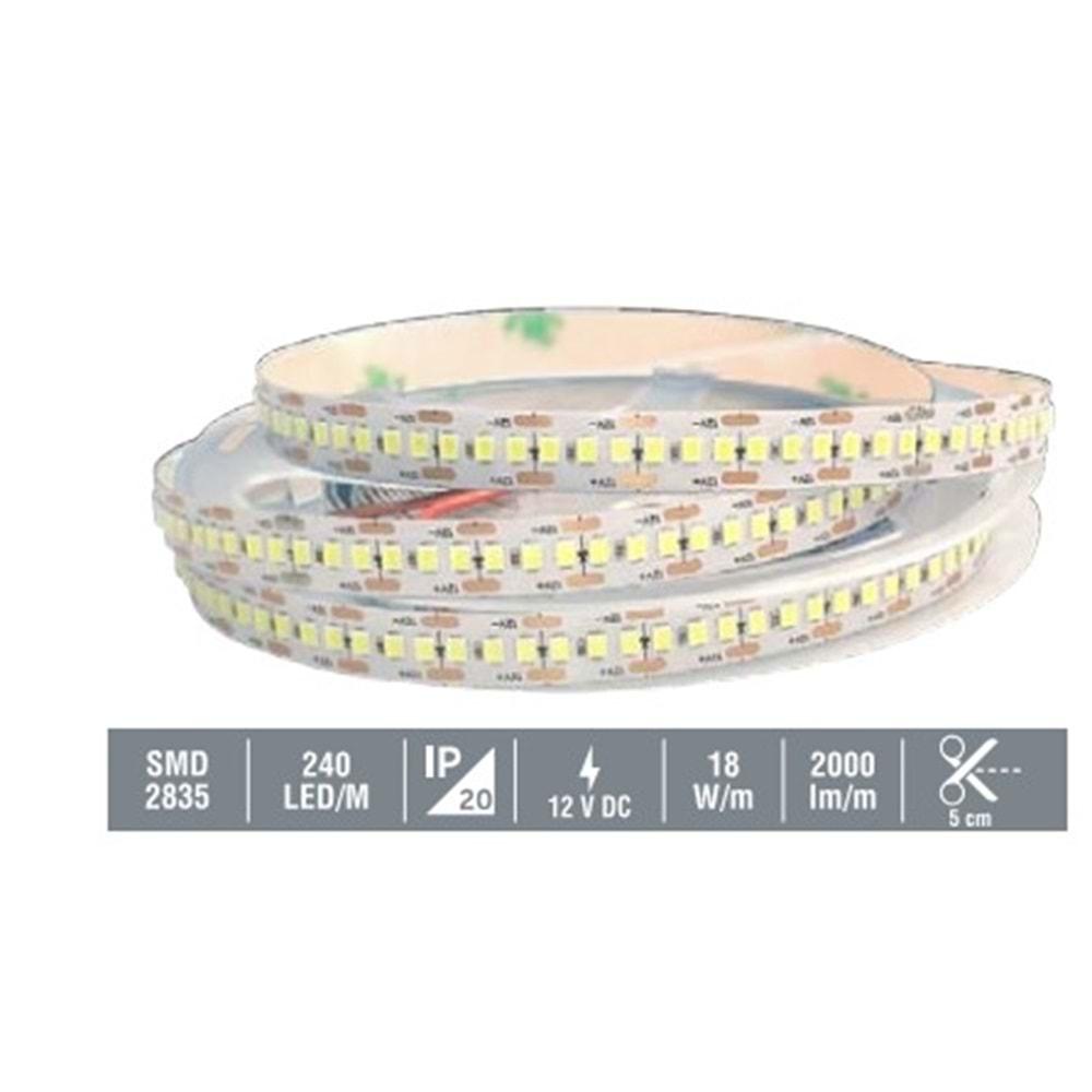 İnoled 4316-08 12 Volt 2835 Amber 3 Çip Silikonsuz Şerit Led 240 Led - 5 Metre