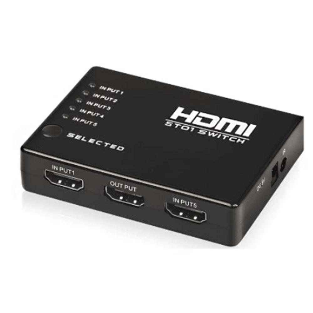 Forline FL0409 5 in 1 Hdmı Switch 5 Hdmı Giriş 1 Hdmı Çıkış Full Hd 4K 3D Hdmı Splitter