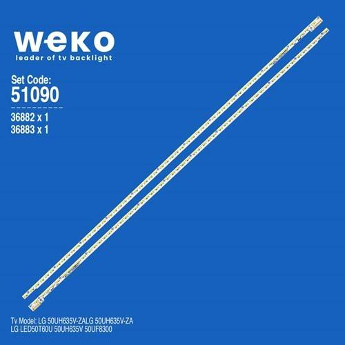 Weko WKSET-6090 (SET-2490 )36882X1 36883X1 V500DK1-KS2-TL/REM02 2 ADET LED BAR (56LED)MLD 5040 X1 MLD 5041 X1 ELED 485 Lg 50