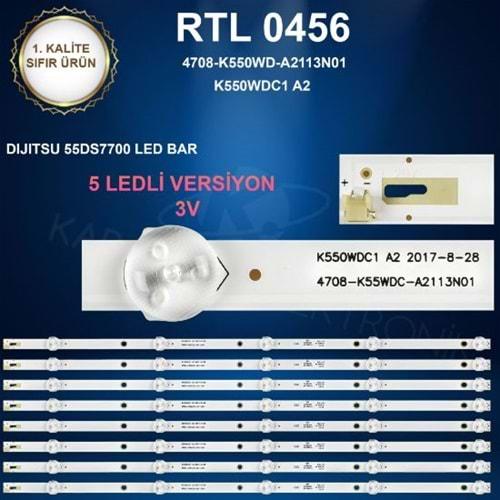 RTL-0456 Dijutsu /DIJITSU 55DS7700 LED BAR ( 5 LEDLİ 3 V 8 PARÇA )(55TFH5510) (U5600STR) (55H1800) (55SA1200) (55PUF6022/T3) (55PUF6092) (BSC2U55) (Takım)=Fully SET-300=Mate LED577