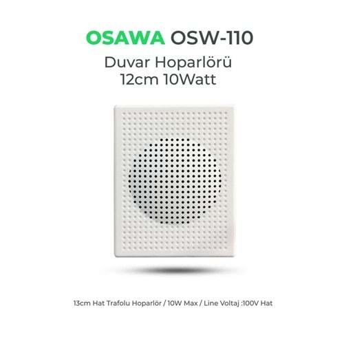 Osawa OSW-110 13 cm Hat Trafolu Beyaz 100V Duvar Hoparlörü - Adet