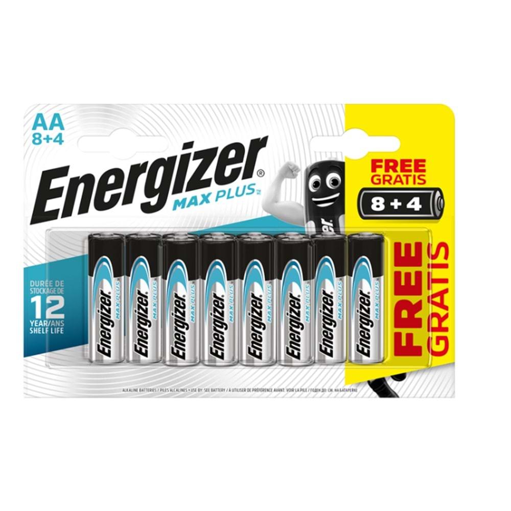 Energizer Max Plus AA Alkalin Pil 12 Li Paket Halinde
