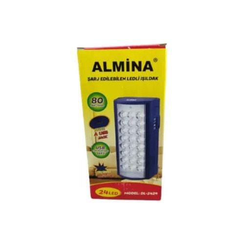 Almina DL-2424 24 Led Usb 80 Saat Şarjlı Işıldak