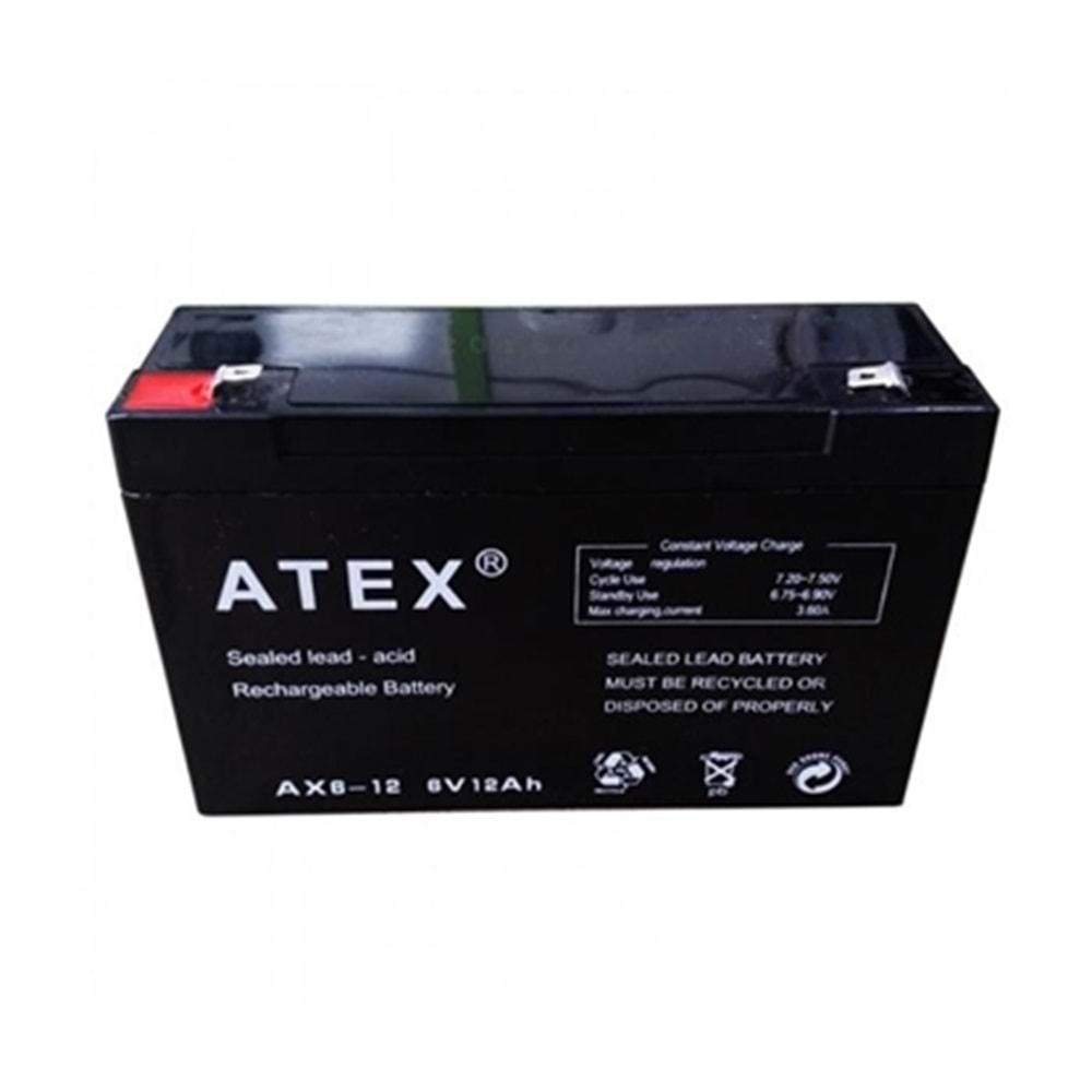 Atex AX6-12 6 Volt 12 Amper Kuru Akü