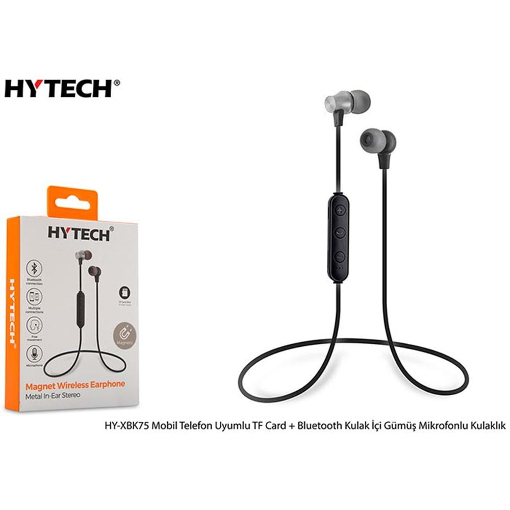 Hytech HY-XBK75 Gümüş Mobil Telefon Uyumlu TF Card + Bluetooth Kulalk İçi Mikrofonlu Kulaklık