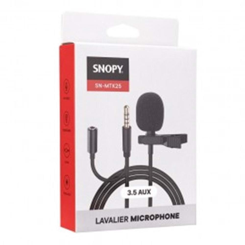 Snopy SN-MTK25 Siyah Tik-Tok Akıllı Telefon ve Youtuber Kulaklık Çıkışlı Yaka Mikrofonu