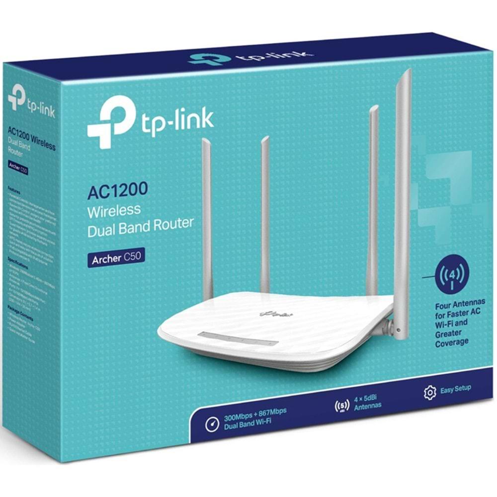 Tp-Link Archer C50 AC 1200 Mbps Kablosuz Dual Band Access Point ve Router