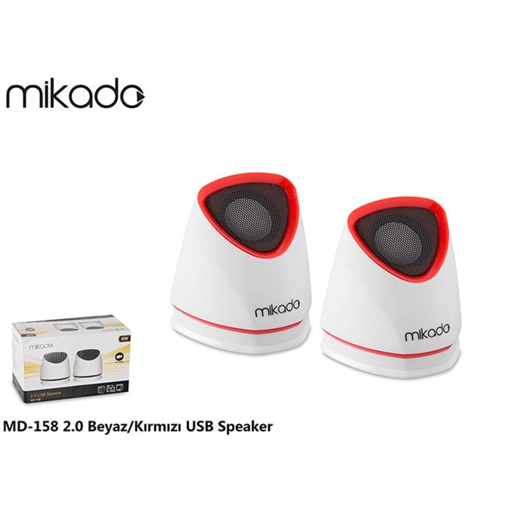 Mikado MD-158 2.0 Beyaz/Kırmızı Usb Speaker