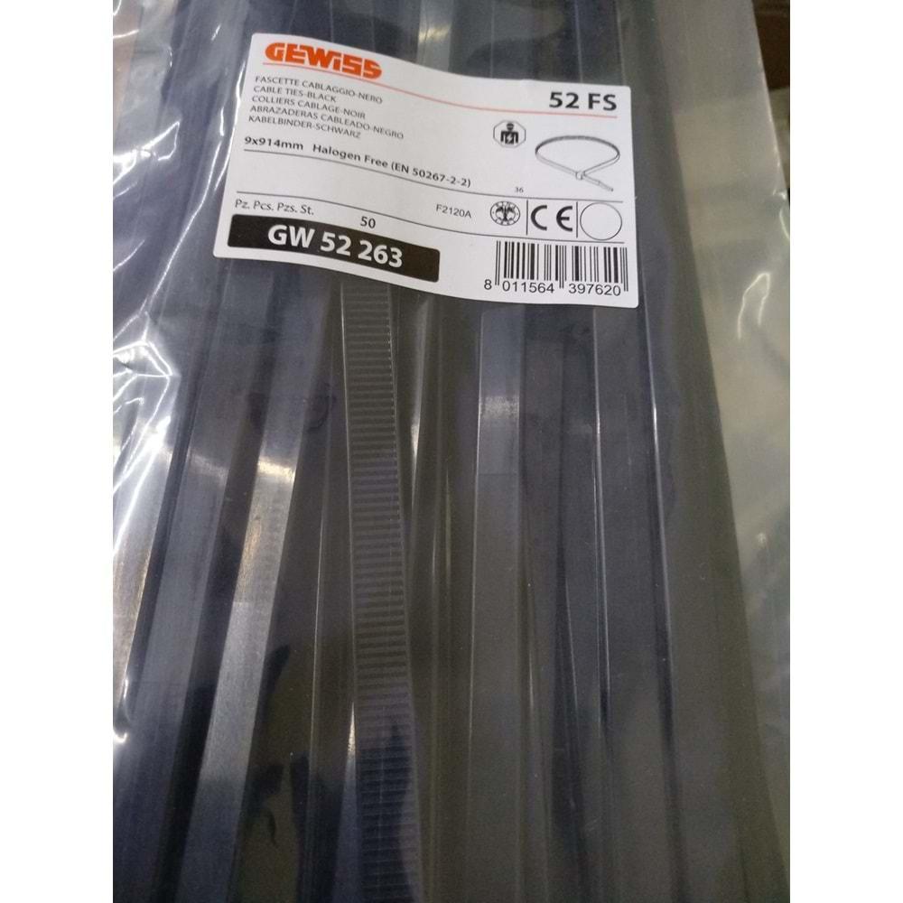 Gewiss GW-52263 9X914mm Halegon Free Kablo Bağı Siyah - 50 Li Paket Halinde