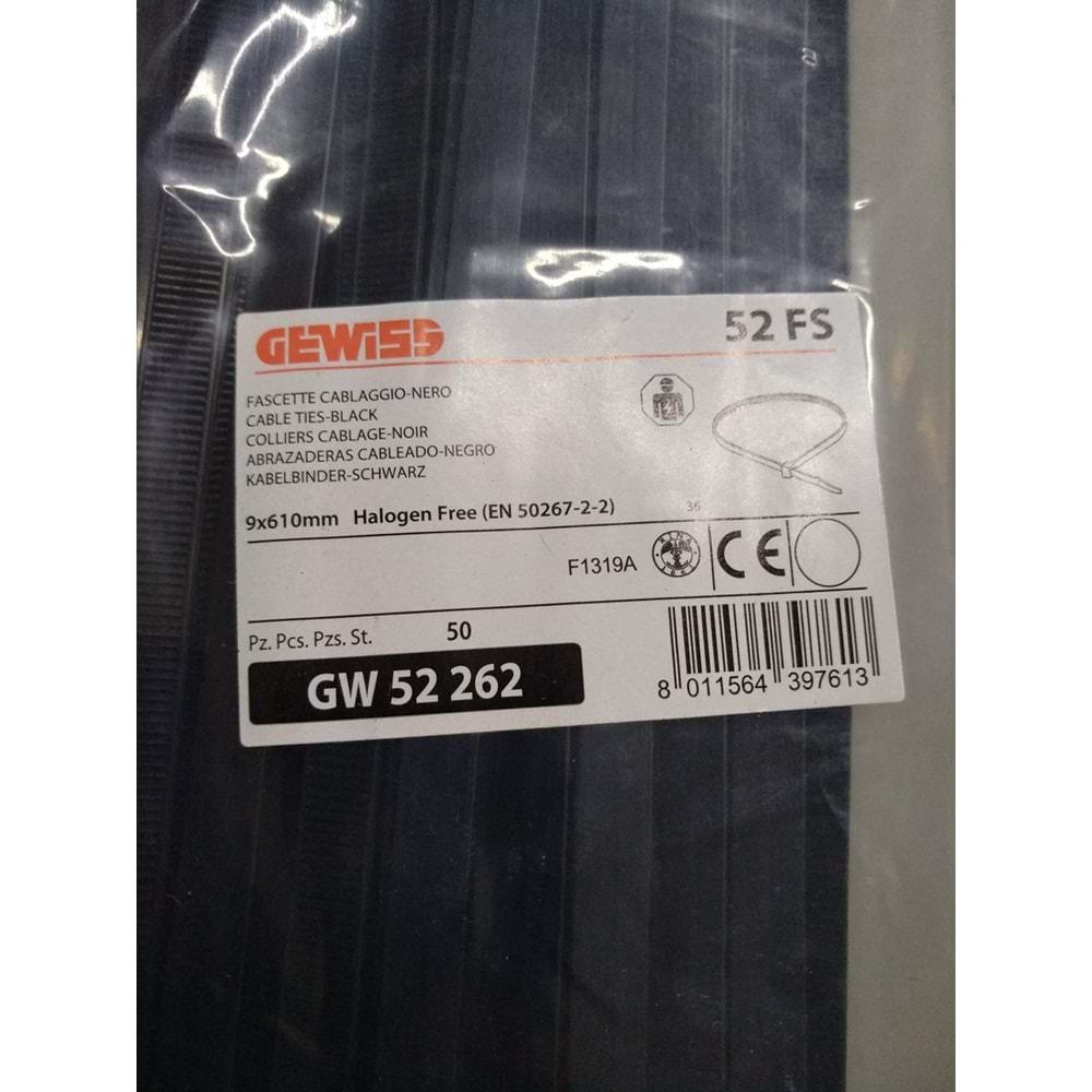 Gewiss GW-52262 9X610mm Halegon Free Kablo Bağı Siyah - 50 Li Paket Halinde