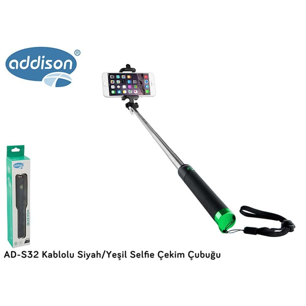 Addison AD-S32 Kablolu Siyah/Yeşil Selfie Çekim Çubuğu