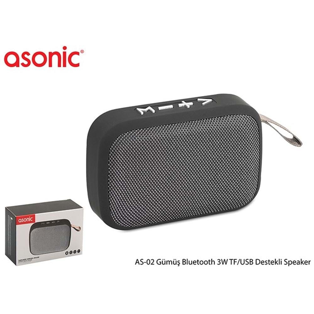 Asonic AS-02 Gümüş Bluetooth 3W Tf/Usb Destekli Speaker