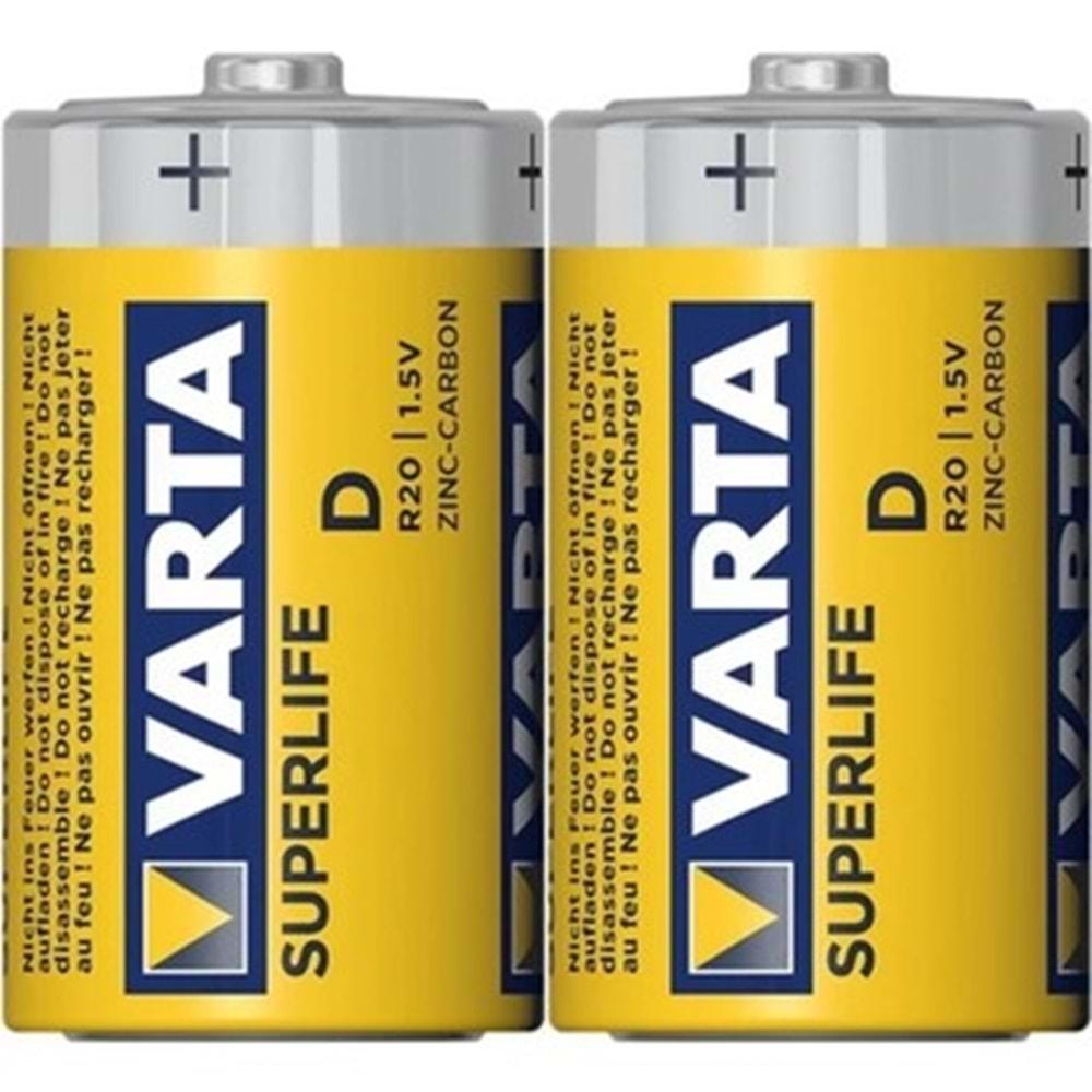 Varta Superlife R20 D Büyük Boy Pil - 2 Li Paket Halinde