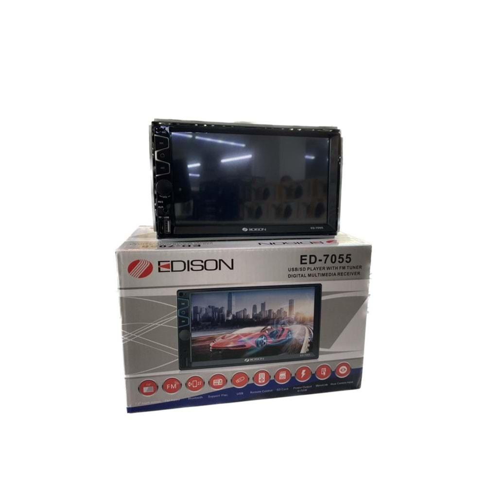 Edison ED-7055 Usb+Sd+Bluetooth+4x50 Watt+Mirror Link+Kamera+Oto Double Din Teyp
