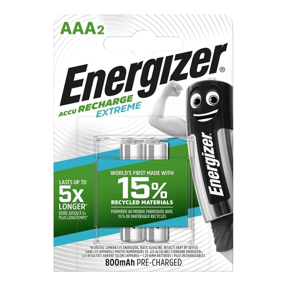Energizer Extreme Recharge AAA 800 mAh 2 Li Paket Halinde