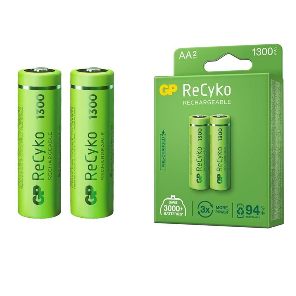 Gp Reycko 1300 Mah R6 AA Şarjlı 2'li Kalem Pil 2 Li Paket Halinde