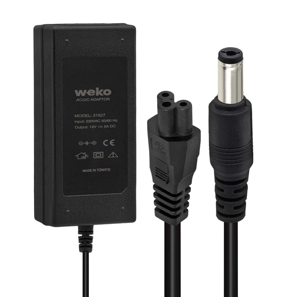 Weko 21527 12 Volt 5 Amper Plastik Kasa Masaüstü Adaptör (5.5x2.5 Uçlu)