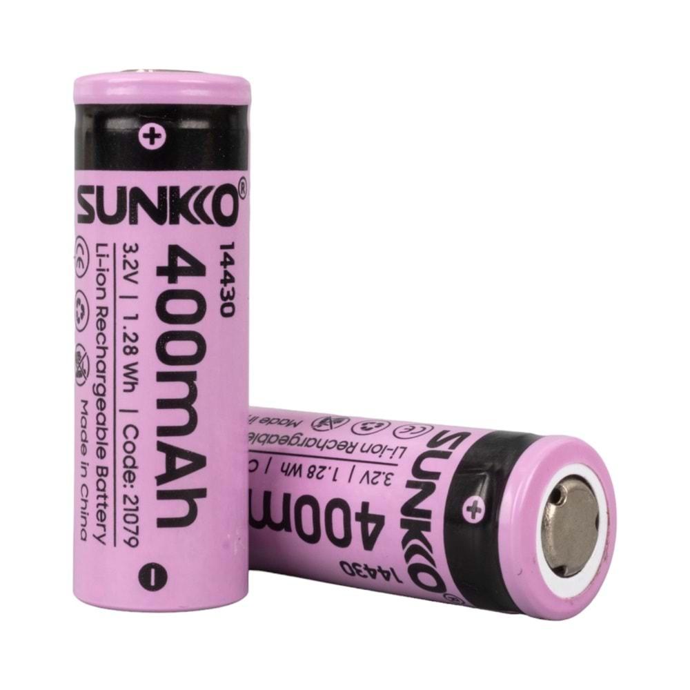 Sunkko 21079 3.2 Volt 400 Mah IFR 14430 Şarj Edilebilir Pil - 2 Li Paket Halinde