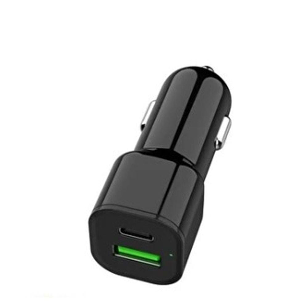 Torima C10 Araç Hızlı Şarj 3.0 Çift USB Adaptörü Siyah