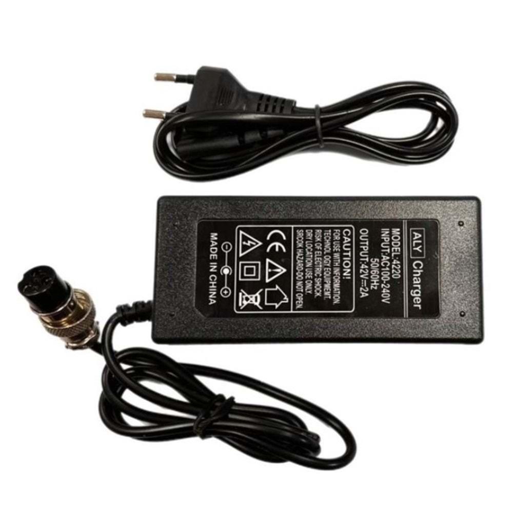 Swat ATZ423 42V 2A 3 Pin Mayk Uçlu Onvo Scooter Şarj Adaptörü