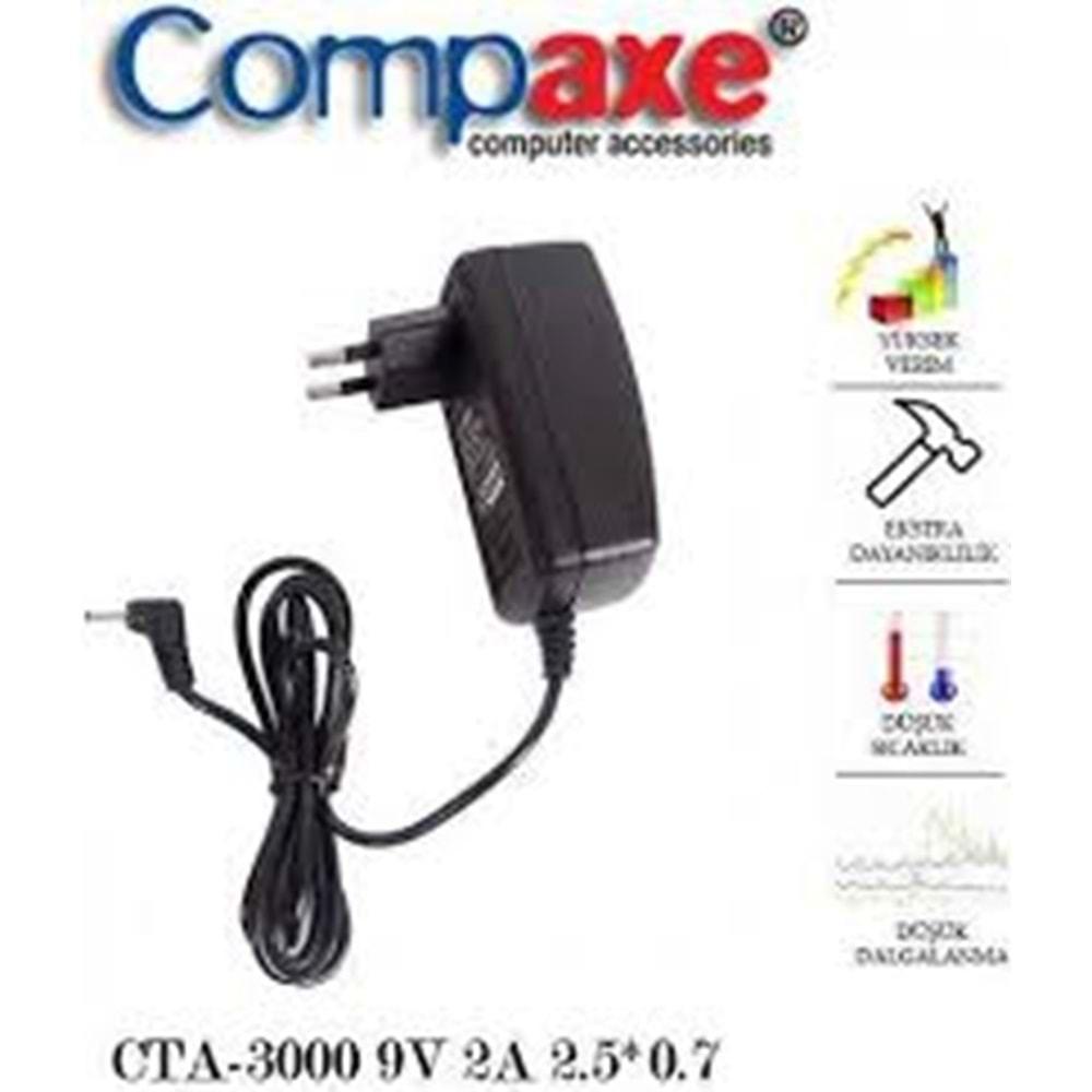 Compaxe CTA-3000 9 Volt 2 Amper 2.5mm x 0.7mm Tablet Adaptör