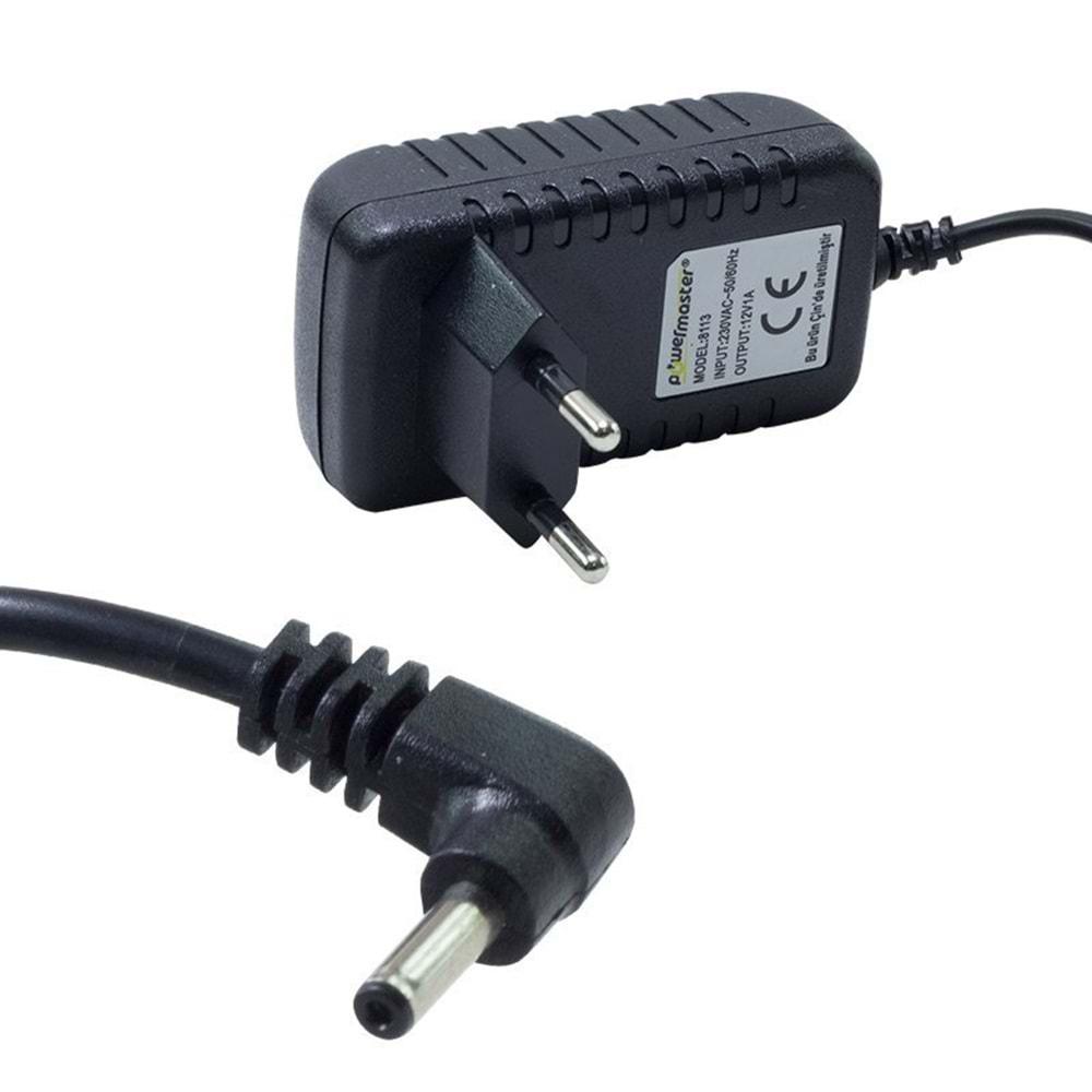 Powermaster 8113 12 Volt 1 Amper 3.5mm X 1.35mm Plastik Kasa Adaptör