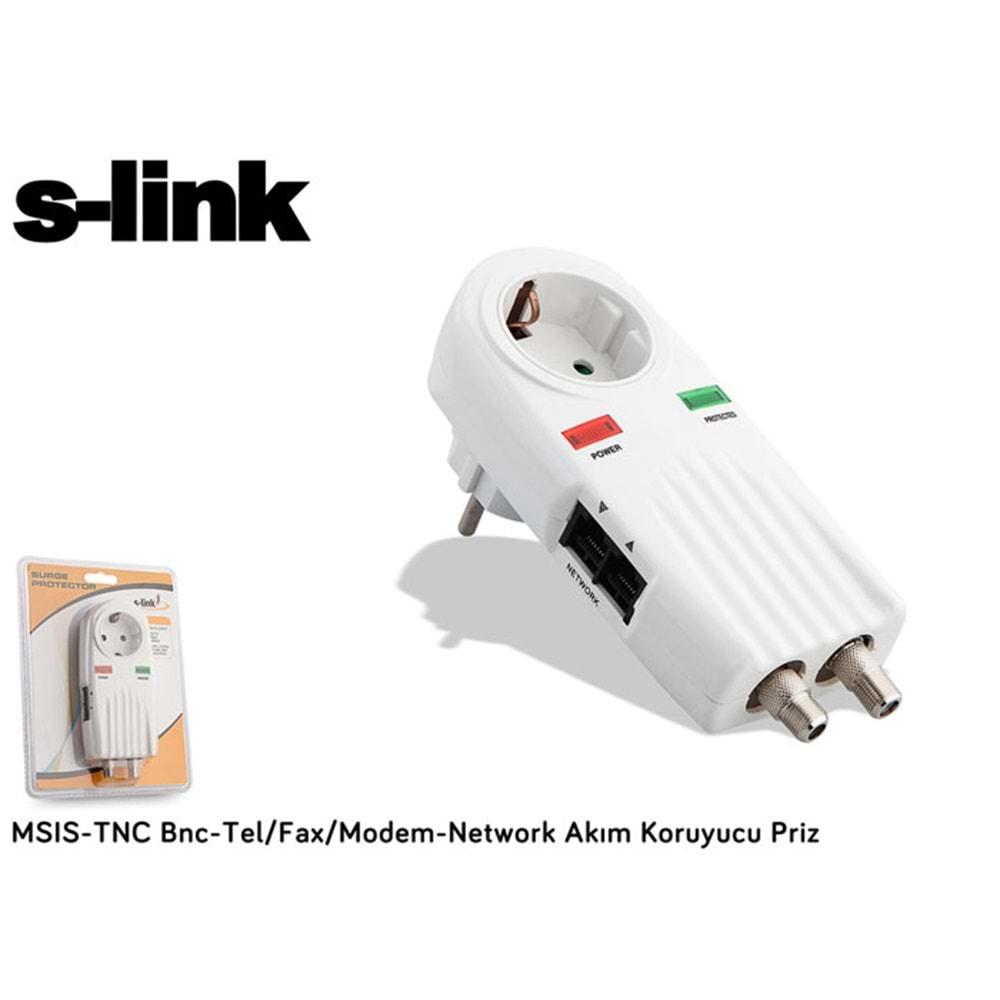 S-link MSIS-TNC Bnc-Tel/Fax/Modem -Network Akım Koruyucu Priz