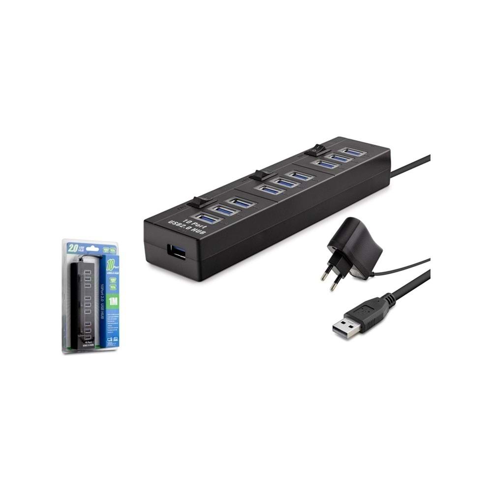 Hadron HDX7005(194) Hub USB 2.0 10 Port 3 Anahtarlı