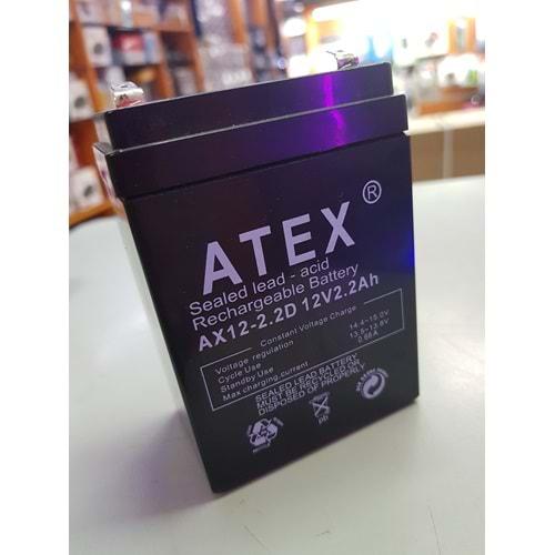 Atex AX12-2.2D 12 Volt 2.2 Amper 70x46x101mm Kuru Dik Akü