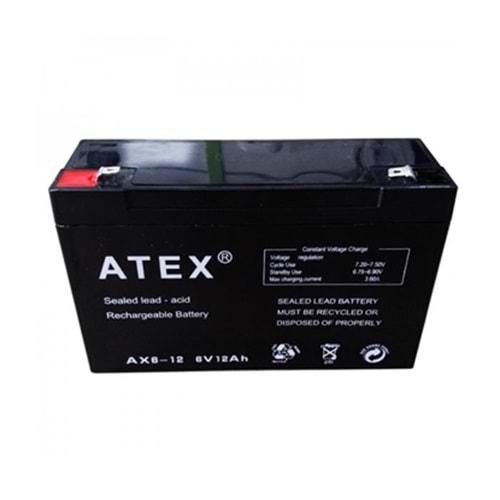 Atex AX6-12 6 Volt 12 Amper Kuru Akü
