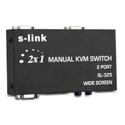 S-link SL-325 2 Port VGA+PS2 1.8m M/M Kablolu Manuel Kvm Switch