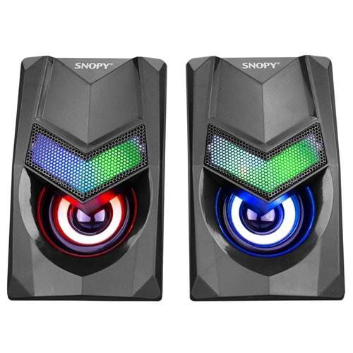 Snopy SN-X25 2.0 Multimedia RGB Işıklı 3W*2 Siyah USB Speaker