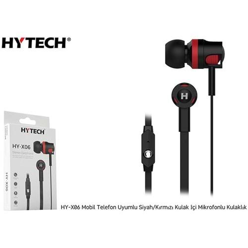 Hytech HY-X06 Mobil Telefon Uyumlu Siyah/Kırmızı Kulak İçi Mikrofonlu Kulaklık