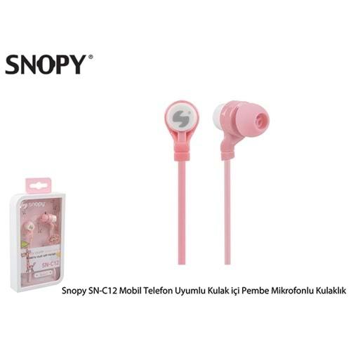 Snopy SN-C12 Mobil Telefon Uyumlu Kulak içi Pembe Mikrofonlu Kulaklık