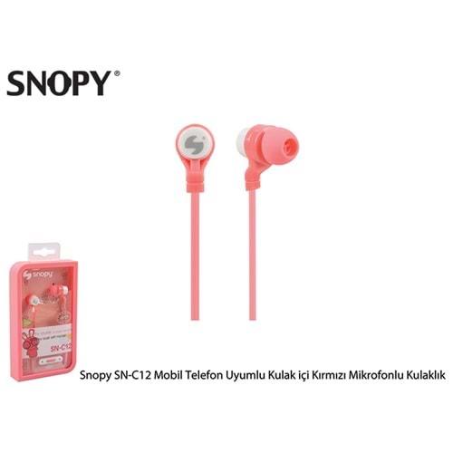 Snopy SN-C12 Mobil Telefon Uyumlu Kulak içi Kırmızı Mikrofonlu Kulaklık
