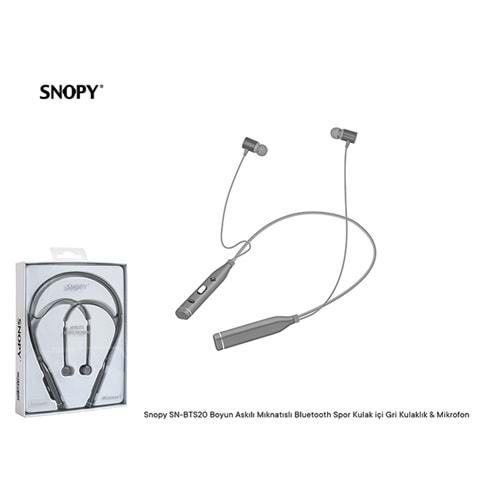 Snopy SN-BTS20 Rose Gri Boyun Askılı Mıknatıslı Mikrofonlu Spor Bluetooth Kulaklık