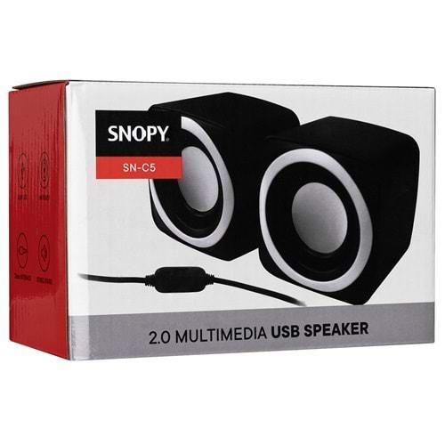 Snopy SN-C5 2.0 Multimedia Usb 5V 3W*2 Siyah Speaker