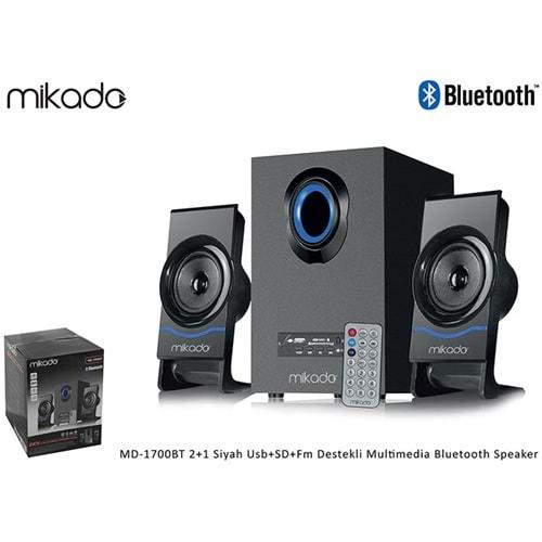 Mikado MD-1700BT 2+1 Siyah Usb+Sd+Fm Destekli Multimedia Bluetooth Speaker