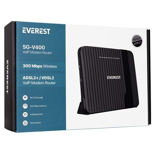 Everest SG-V400 2.4GHz 300 Mbps Kablosuz Vdsl/Adsl2+ VoIP Modem Router