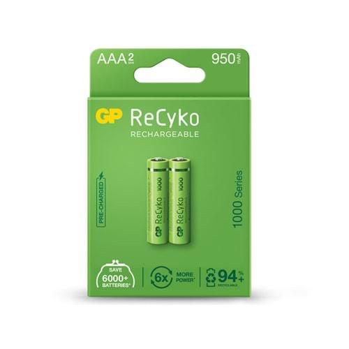 Gp Reycko 950 mAh AAA Şarjlı İnce Kalem Pil - 2 Li Paket Halinde