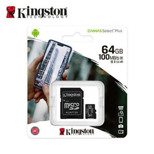 Kingston SDCS2/64GB 64 Gb Micro Sdhc Canvas Select Plus 100R A1 C10 Card + Adapter