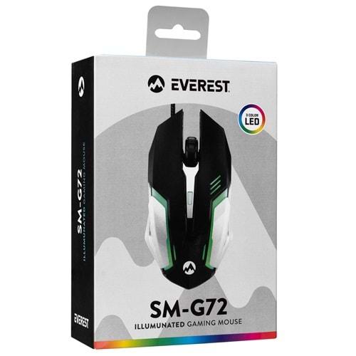 Everest SM-G72 Usb Siyah-Gümüş Işıklandırmalı Oyuncu Mouse