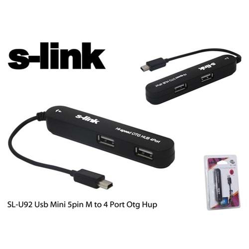 S-link SL-U92 Usb Mini 5 Pin M To 4 Port Otg Hup