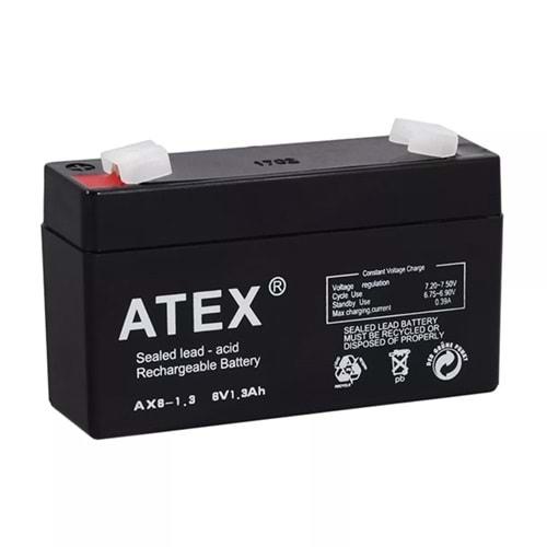 Atex AX6-1.3 6 Volt 1.3 Amper Kuru Akü (98mm x 25mm x 52mm)