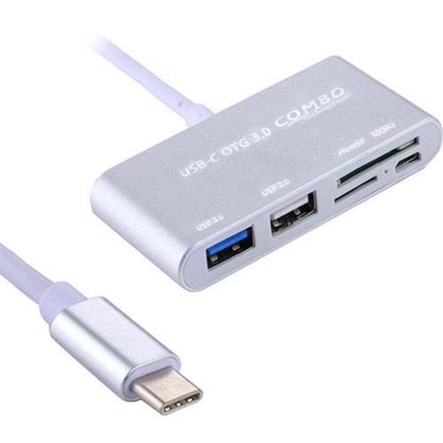 Powermaster PM-1622 USB Type-C Otg Combo Usb 3.0 Hub+Kart Okuyucu