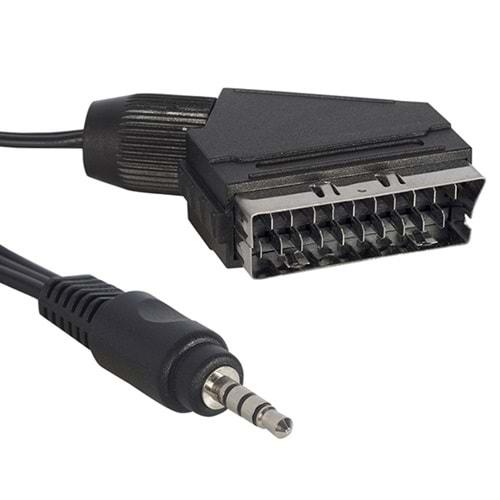 Powermaster 14979 Uydu Alıcısı AV Kablo 3.5 Mm Stereo Erkek-Scart Kablo 1.2 Metre Kısa Jack (Tivibu İçin)