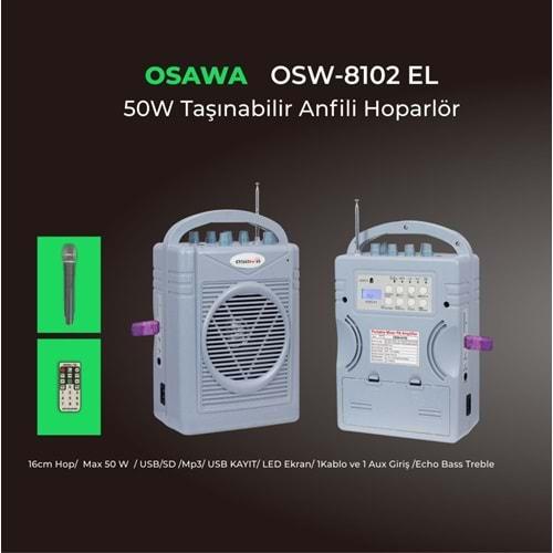 Osawa OSW–8102 50W Taşınabilir El Telsiz Mixer Anfi