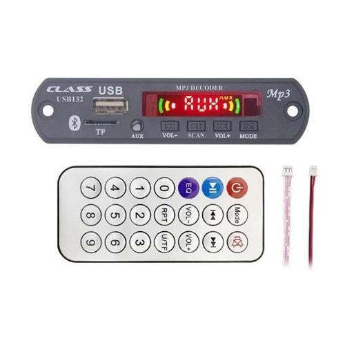 Class USB-132 Usb-Sd-Mıc-Aux-Bluetooth Kumandalı Ekranlı Çevirici Dijital Player Board